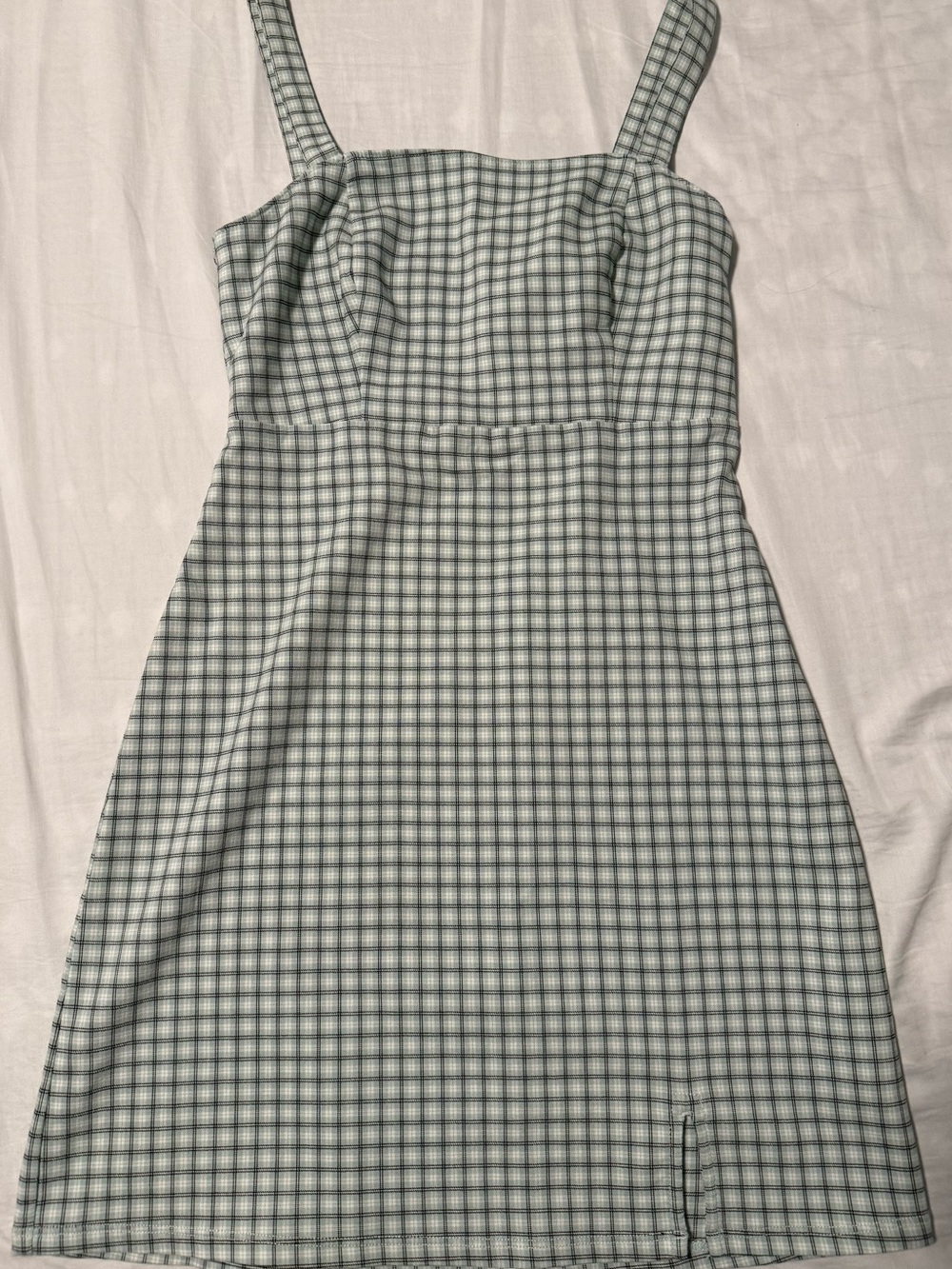 Hollister Green Check Square-Neck Mini Dress